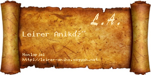 Leirer Anikó névjegykártya